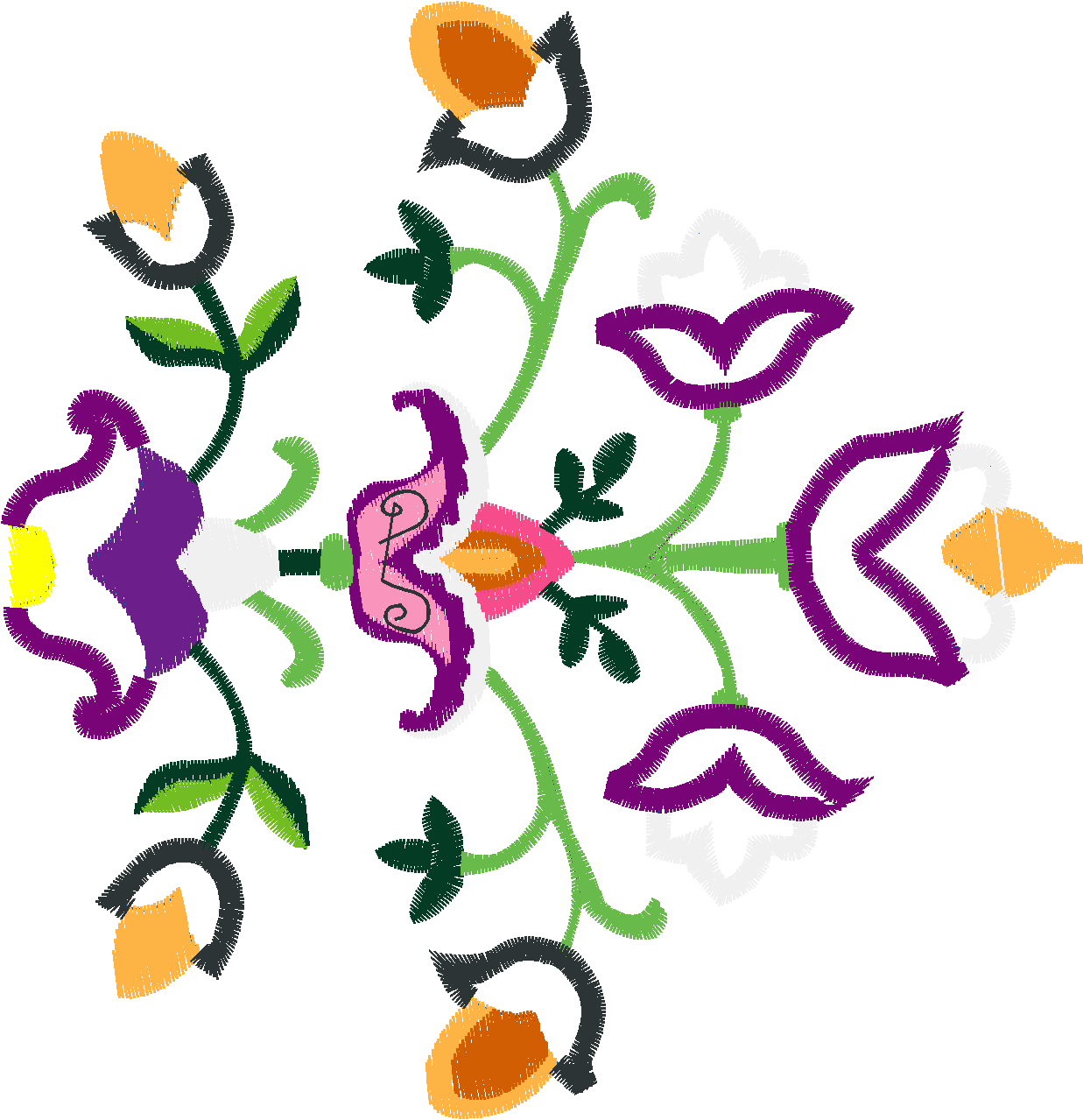 Applique - Jacobean Flowers  (4)