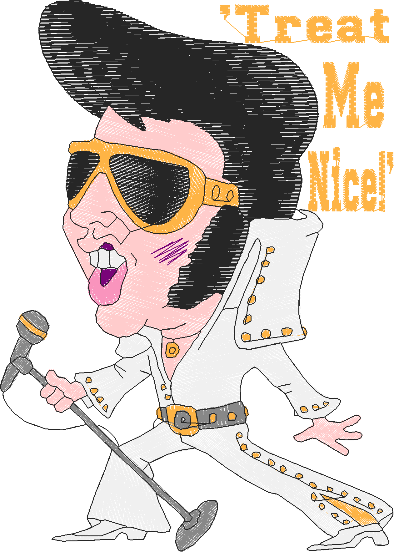 Golden Elvis 15 5x7 Script