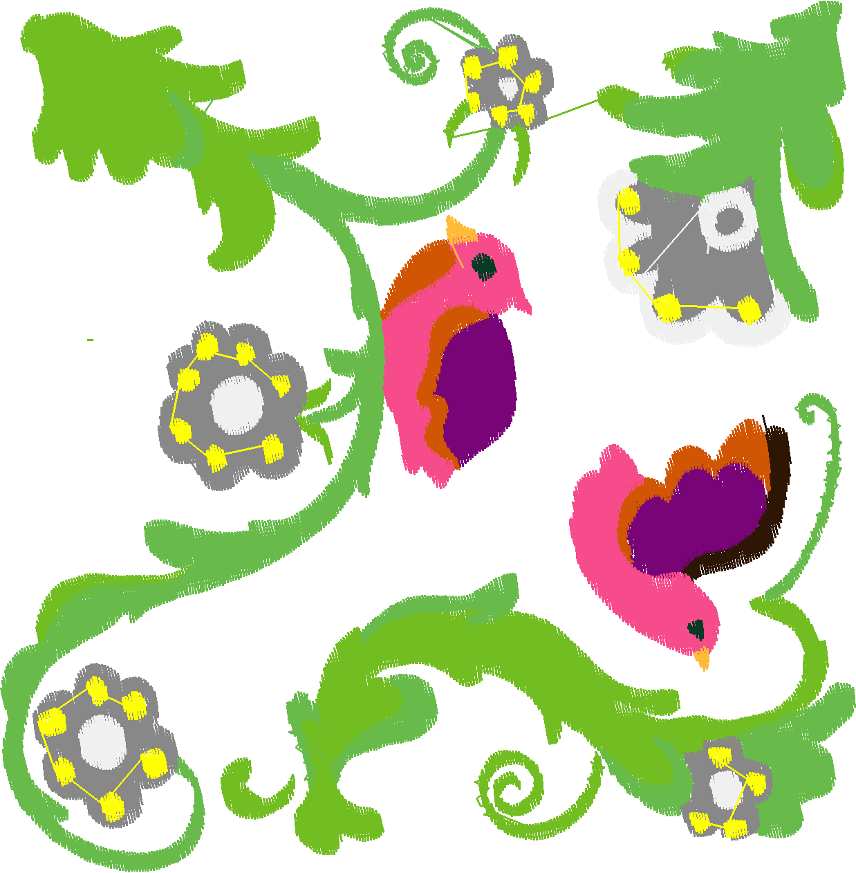 Jacobean 12 - Tropical Birds  (5)