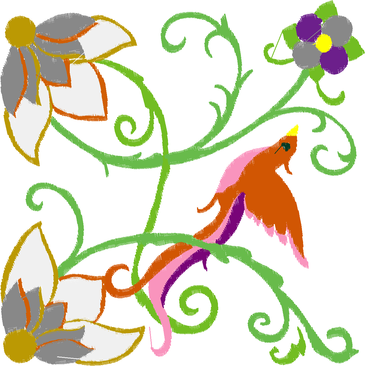 Jacobean 12 - Tropical Birds  (9)