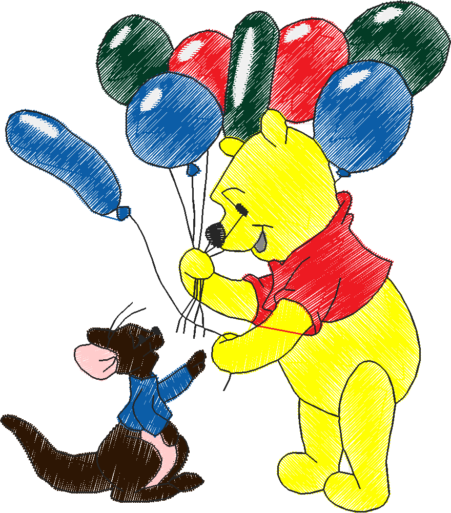 Pooh With Balloons 4x4